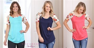 Amazing Floral Raglan Tops – $16.99!