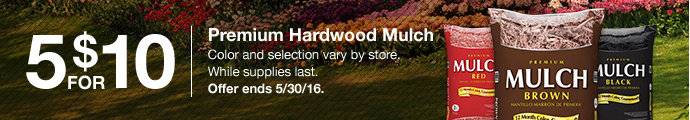 Premium 2-cu ft Colored Hardwood Mulch Bags – 5 for $10!