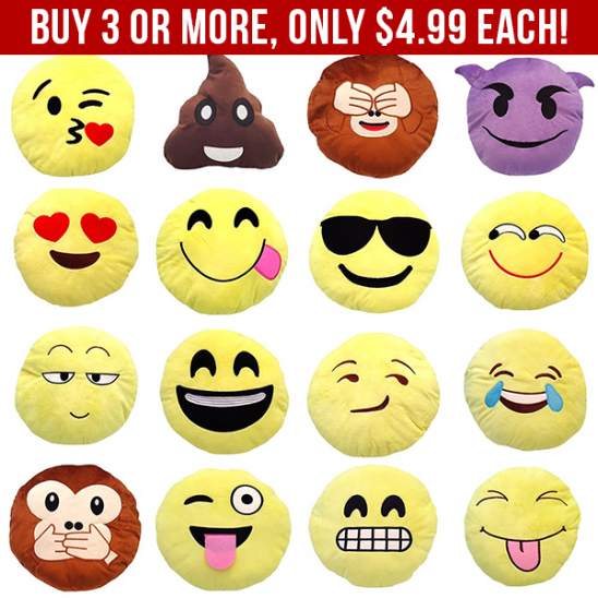 11″ Emoji Pillows as Low as $4.49 wyb 3 or More! (Free Shipping)