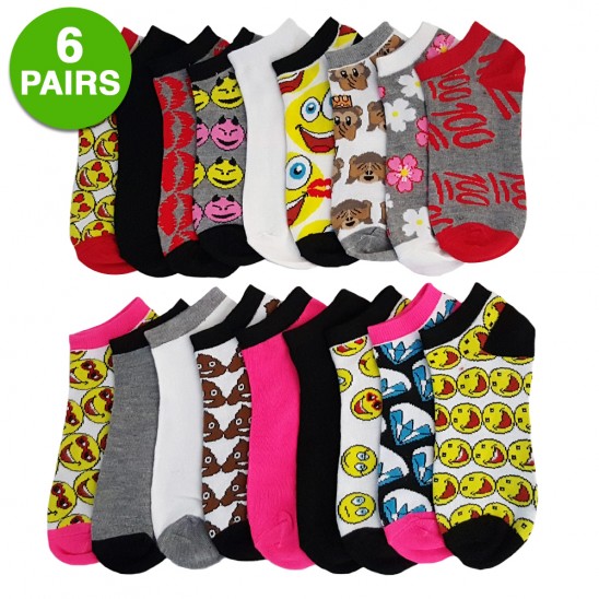 6 Pairs of Girls’ No-Show Emoji Socks Only $4.49 Shipped!