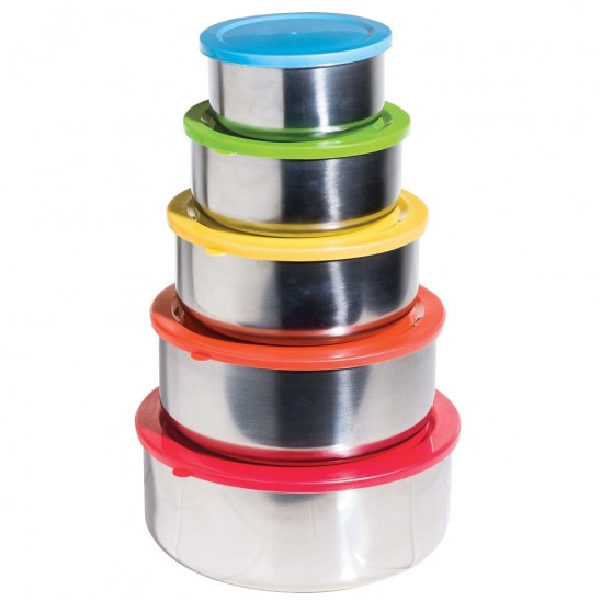 10-pc Steel Storage Bowl Set With Colored Lids—$8.99 Shipped!