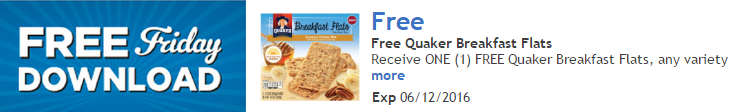 Kroger Friday Freebie:  FREE Quaker Breakfast Flats!