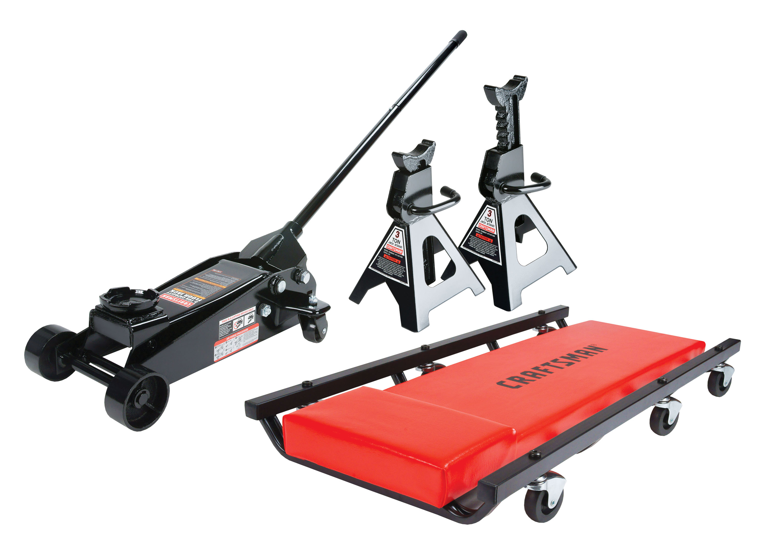 Craftsman 3 ton Floor Jack with Jack Stands and Creeper Set—$99.99!