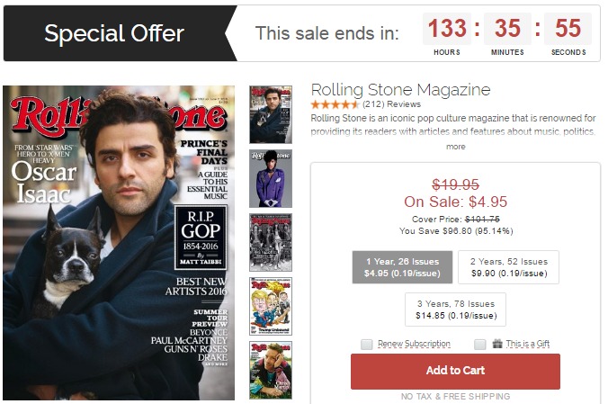 Rolling Stone Magazine Only $4.95/yr! Rolling Stone Magazine Only $4.95/yr!