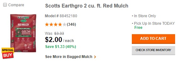 Scott’s EarthGro Mulch Just $2/bag (2-Cu Ft Bags)