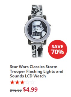 Star Wars Classic Storm Trooper Flashing Lights and Sounds Watch—$4.99!