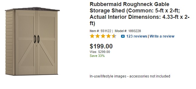 Rubbermaid Roughneck 2×5 Storage Shed Just $199!