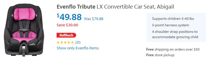 Evenflo Tribute LX Convertible Car Seat—$49.88! (Reg $79.88)