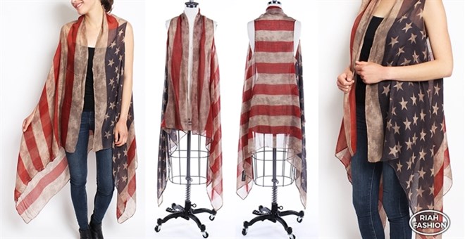 Vintage Inspired Sleeveless Flag Cardigan Only $7.99 + $3.99 Shipping!