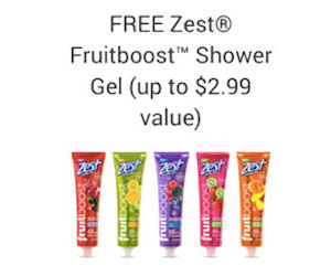 Free Zest Fruitboost Shower Gel with the MobiSave App!