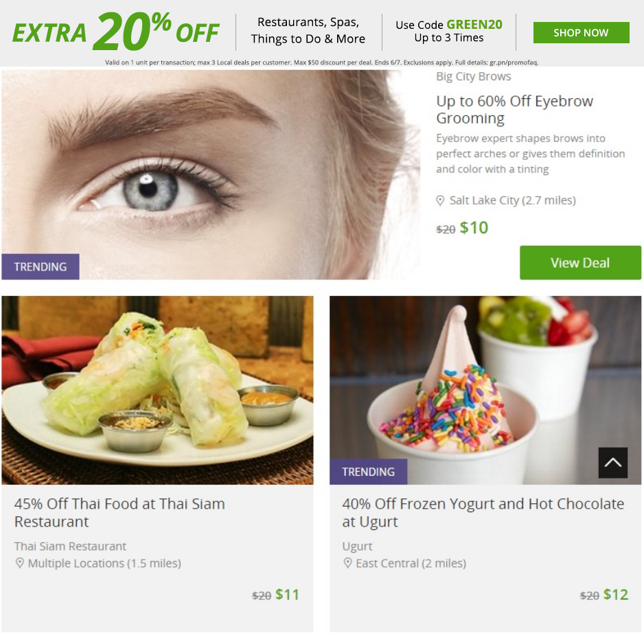 Extra 20% Off Groupon Today!