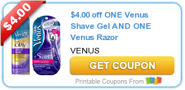 $10 in New Venus Lady’s Shaving Coupons!
