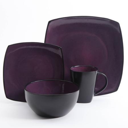PURPLE Gibson Home Soho Lounge Square Dinnerware Set (16 pc) Just $29.99! (Red Only $25!)