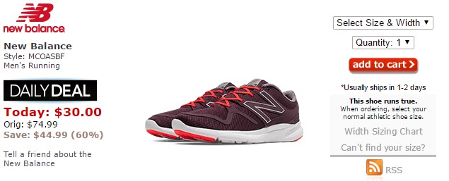 joe's new balance $1 shipping