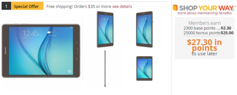 Samsung Galaxy Tab A 9.7″ 16GB Tablet—$229.99 + $27.30 in SYWR Points!