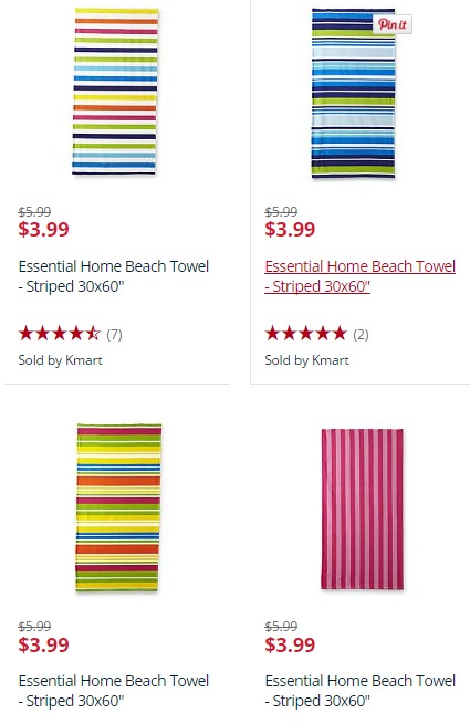 Essential Home Beach Towels Only $3.99!