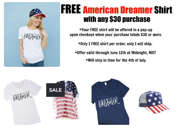 FREE American Dreamer Tee w/ $30 Purchase!