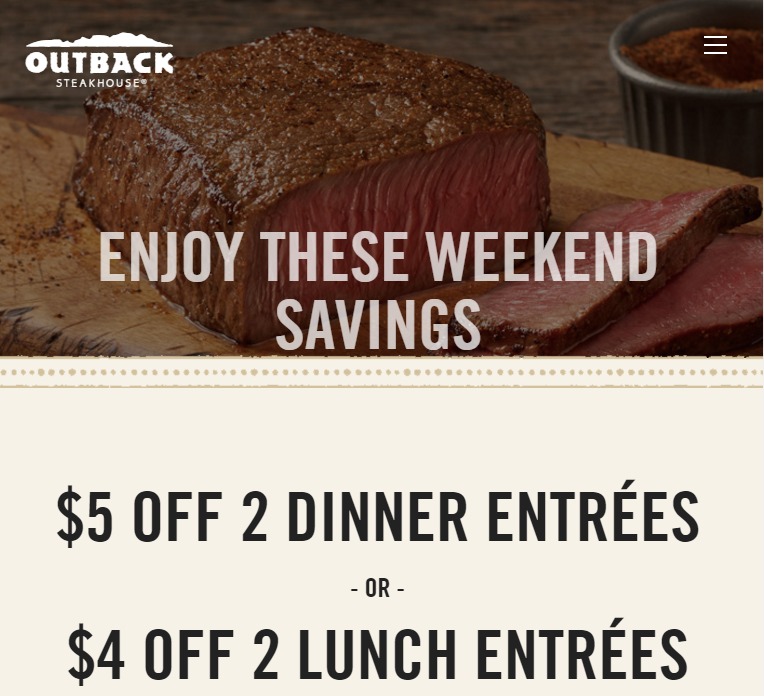 Outback Steakhouse: $5 Off 2 Dinners & $4 Off 2 Lunches!