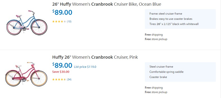 Huffy 26″ Cranbrook Cruiser Bikes—$89.00