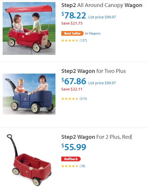 Step2 Canopy Wagon $78.22 or Wagon for Two Plus $67.86!