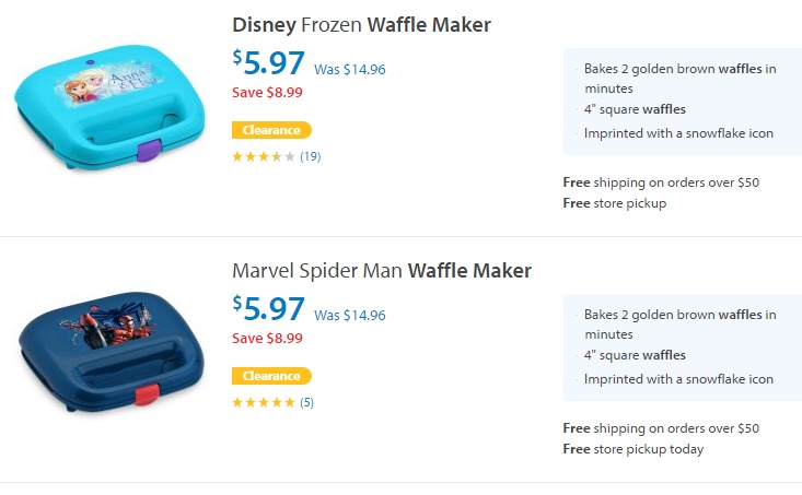 Disney or Marvel Waffle Makers Only $5.97!