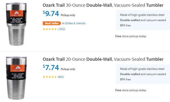 Ozark Trail Double-Wall Insulated Tumblers From $7.74