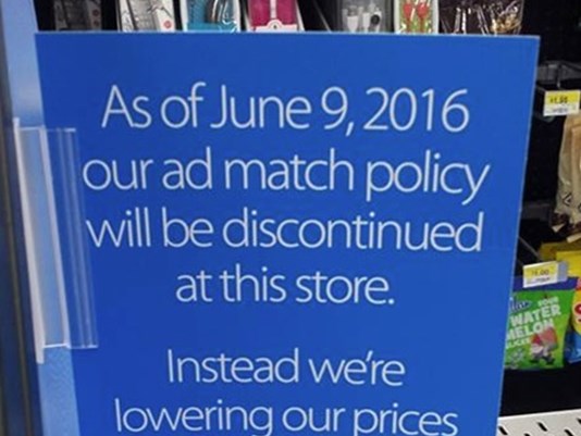 walmart ends price matching