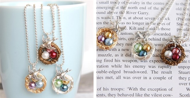 Mama Bird Wire Nest Necklace in Gold, Bronze or Silver Wire – Just $7.99!