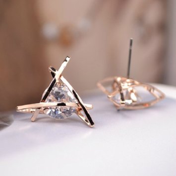 Rose Gold Plated Crystal Triangle Earrings Only $1.64 + FREE Shipping!