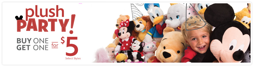 Disney Store: Plush Buy One, Get One for $5 Sale!