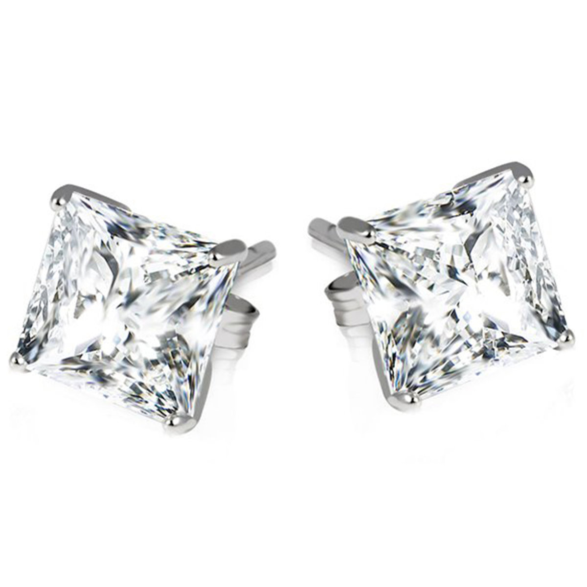 FREE 2ct or 8ct Sterling Silver Princess Cut Earrings – Just pay shipping!