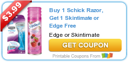 Buy One Schick Razor, Get Shave Gel FREE! (Printable Coupon)