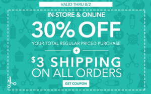 Joann: 30% Off Your Total Reg. Priced Purchase + $3 Shipping on all Orders! Joann: 30% Off Your Total Reg. Priced Purchase + $3 Shipping on all Orders!