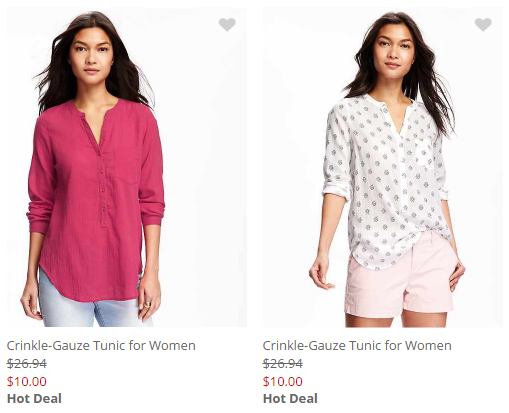 Today Only at Old Navy – Tops, tunics and tanks for only $10.00!