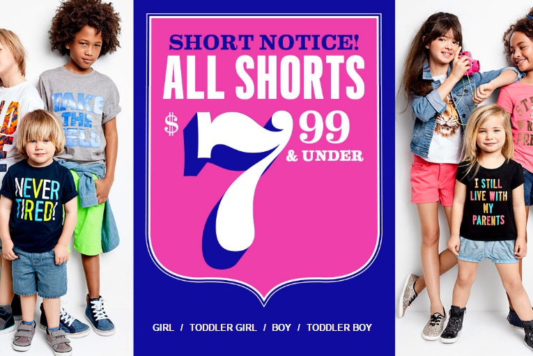 Kids’ Shorts $7.99 and Under + FREE Shipping From The Children’s Place!