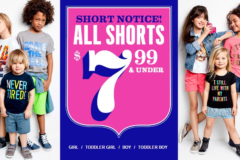 Kids’ Shorts $7.99 and Under + FREE Shipping From The Children’s Place! Kids’ Shorts $7.99 and Under + FREE Shipping From The Children’s Place!