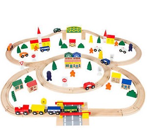 100 Pc Hand Crafted Wooden Train Set Only $34.95 Shipped!