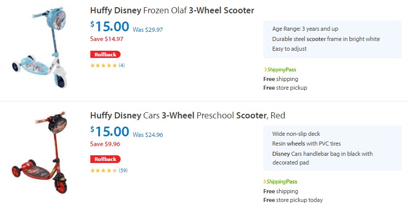 Huffy Disney 3-Wheel Scooters Only $15.00 SHIPPED!