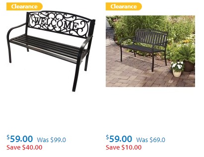 Garden Benches Only $59.00!