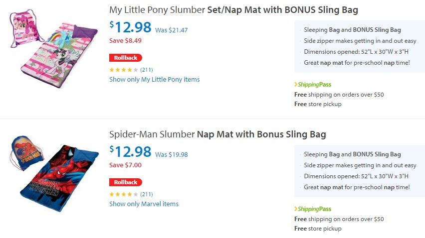 Kids’ Character Sleeping Bag/Nap Mat With Sling Bag—$12.88!