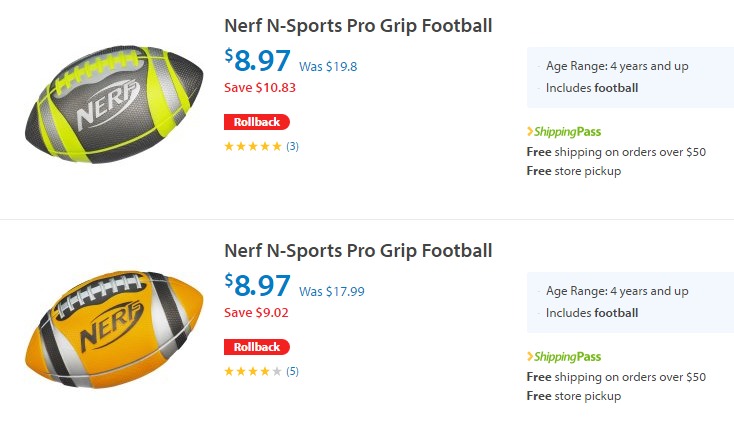 Nerf N-Sports Pro Grip Football Only $8.97!