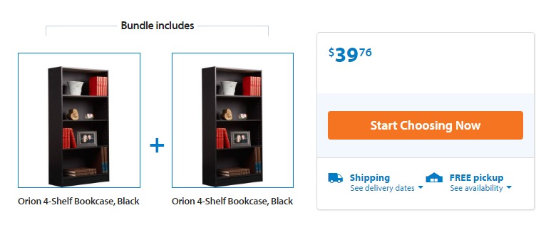 Set of two Orion 4-shelf Bookcases—$39.76!