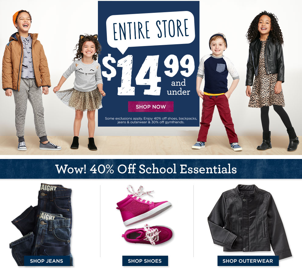 Everything $14.99 or Under at Gymboree + 20% OFF + FREE Shipping!!
