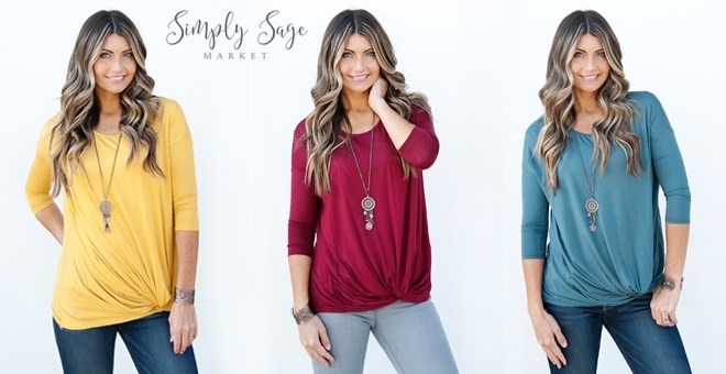 3/4 Sleeve Knot Tunic – Just $20.99!
