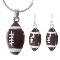 Artisan Owl – Football Pendant Necklace and Earrings Set – Just $12.99!