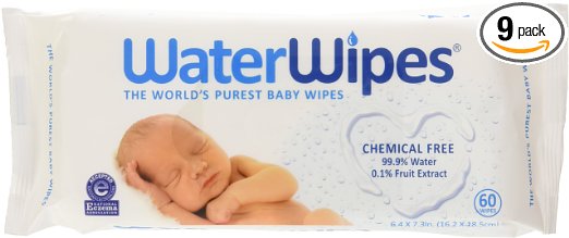 WaterWipes Baby Wipes, Chemical-Free, Sensitive, 9 packs of 60 Count – Just $24.00!