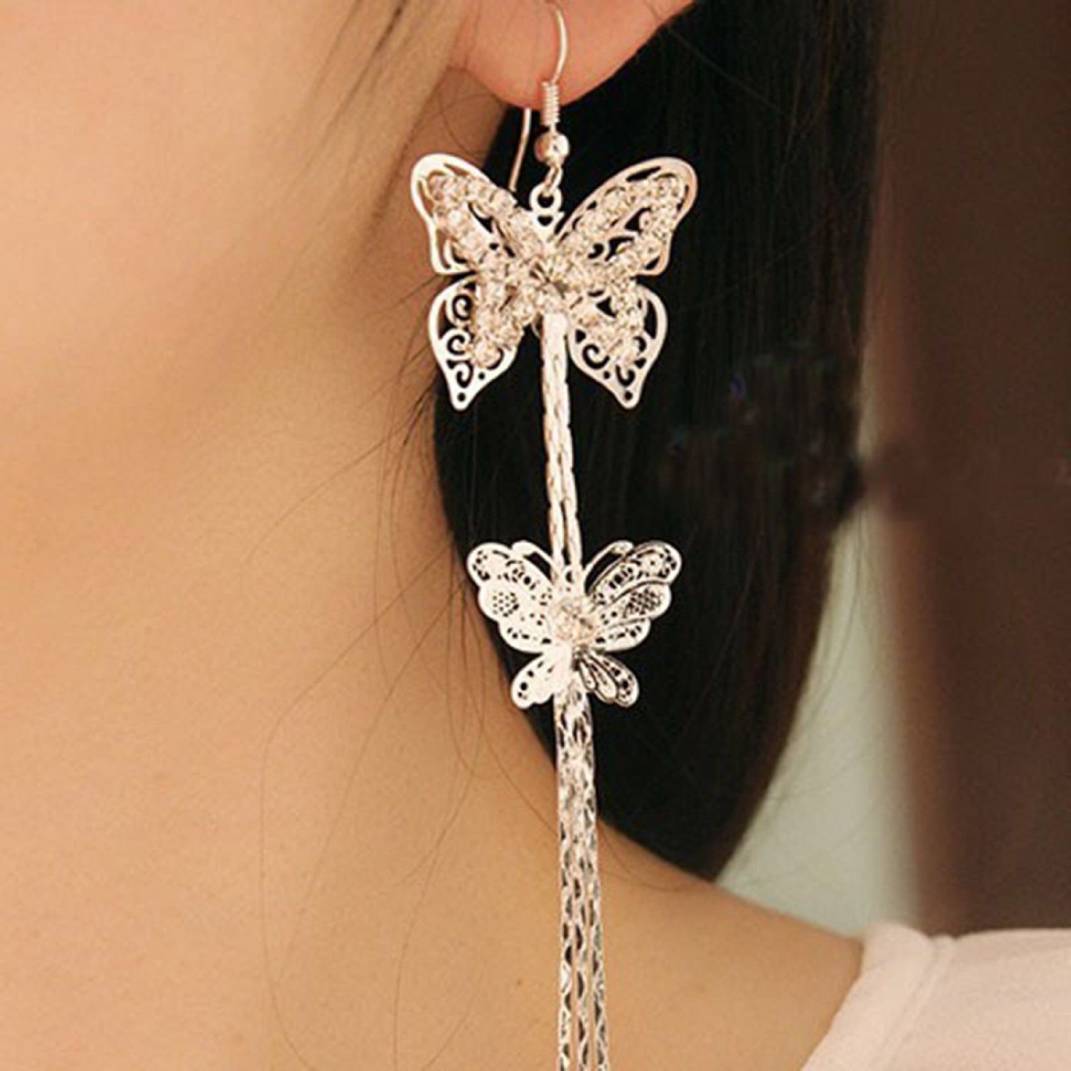 Double Layer Butterfly Dangley Earrings Only $2.65 Shipped!