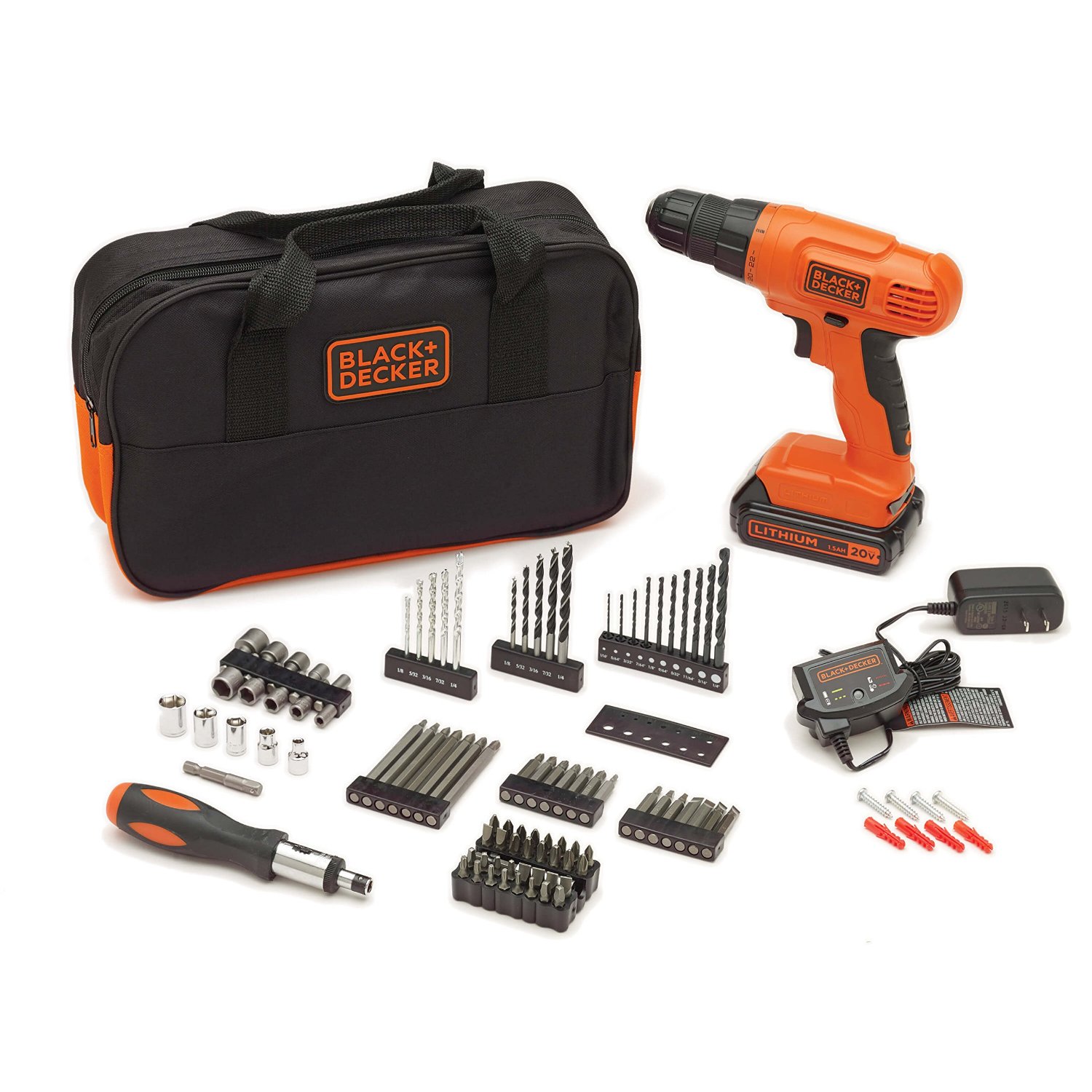 BLACK+DECKER 20-Volt MAX Lithium-Ion Drill Kit with 100 Accessories – Just $59.99!