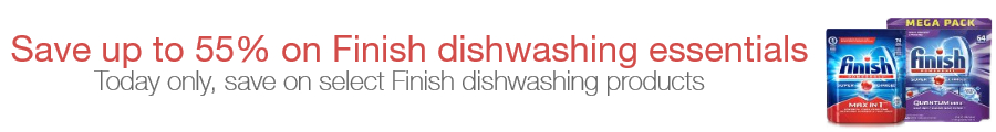 Save up to 55% on Finish Dishwashing Products!