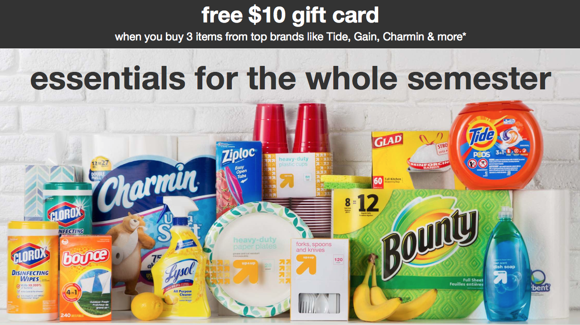 Target: Buy (3) Tide, Gain, Charmin & More, Get a $10 Gift Card! Tide 100 oz Only $7.10 each Shipped! Stock up Price! Target: Buy (3) Tide, Gain, Charmin & More, Get a $10 Gift Card! Tide 100 oz Only $7.10 each Shipped! Stock up Price!